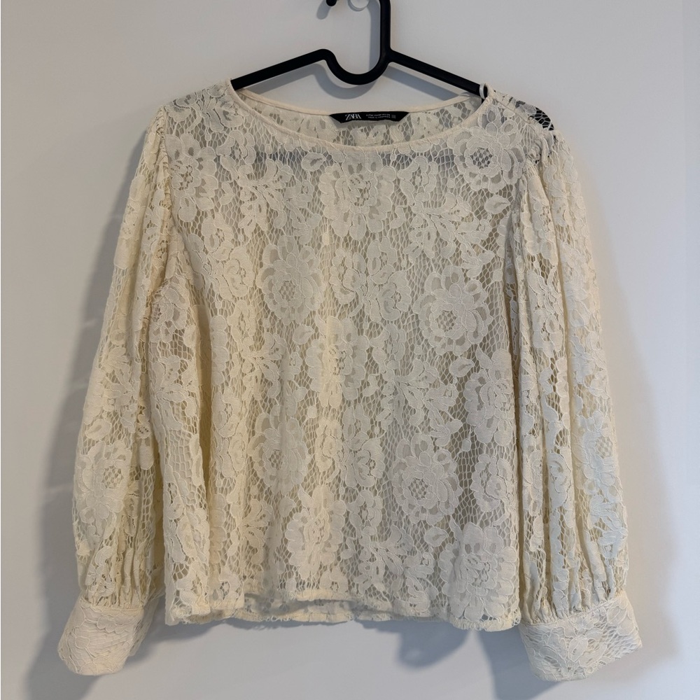 Zara Cream Lace Blouse